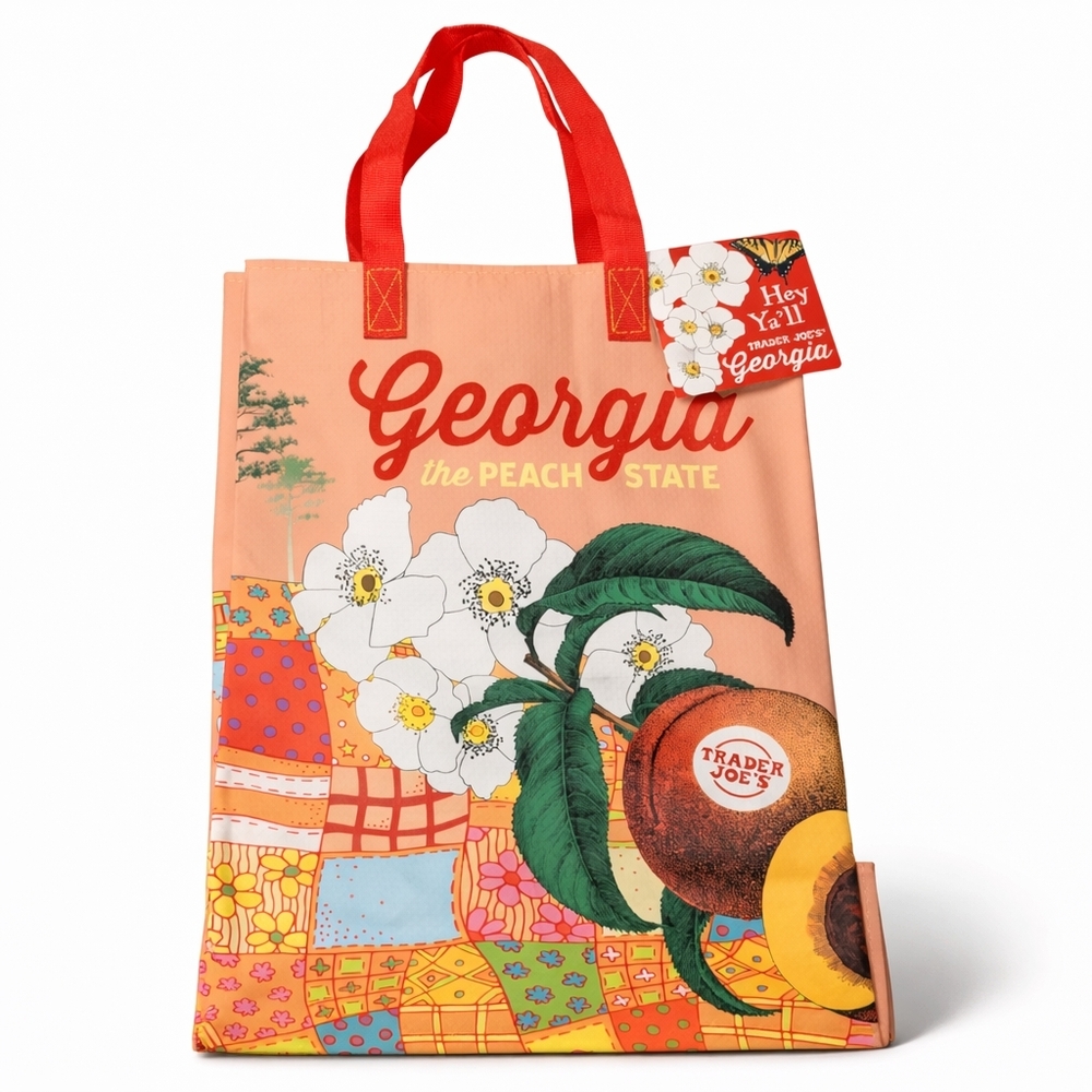 Trader Joe's Georgia Peach State Reusable Tote Bag - Peach/Red